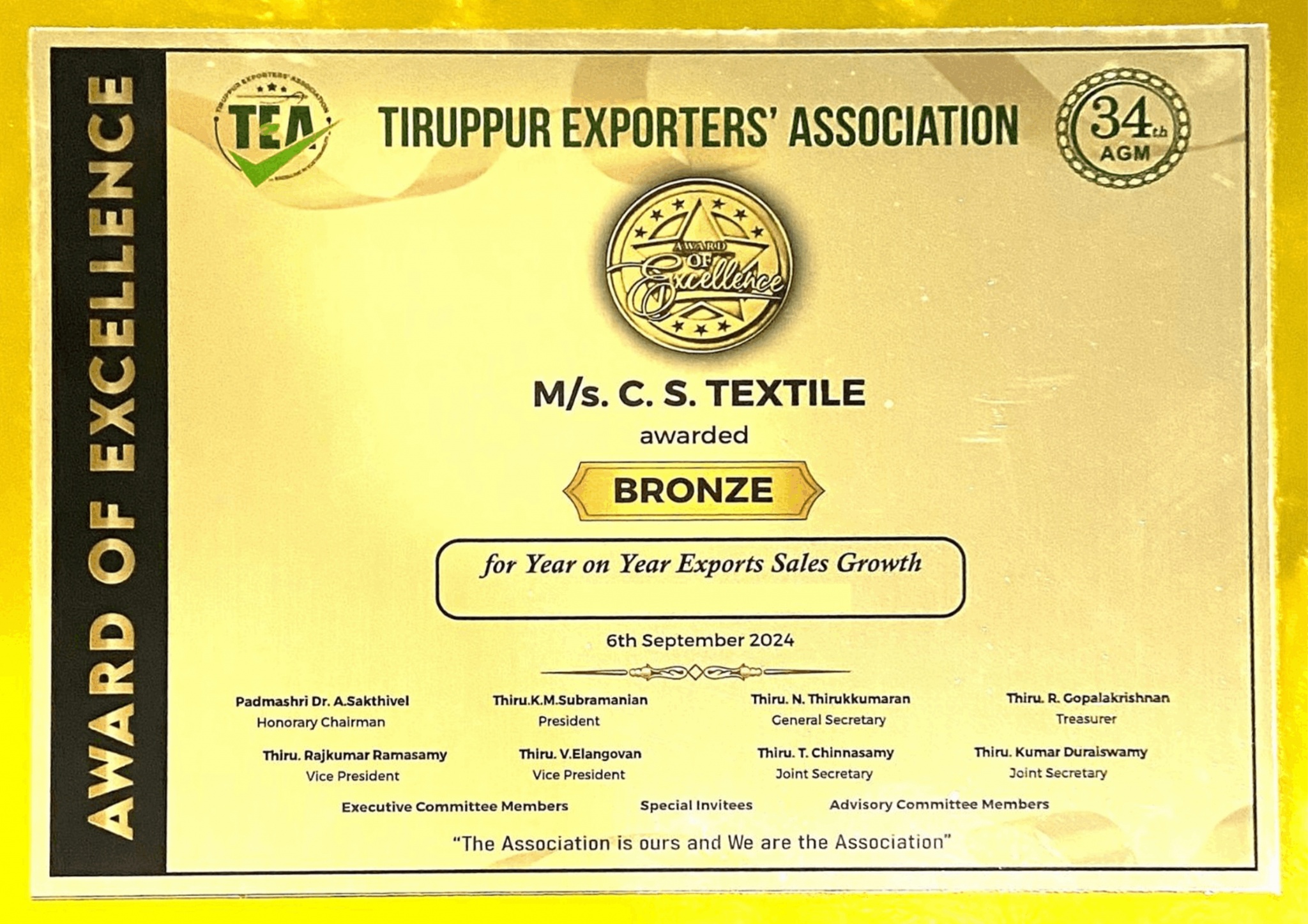 Award of Excellence Sales Growth presentation